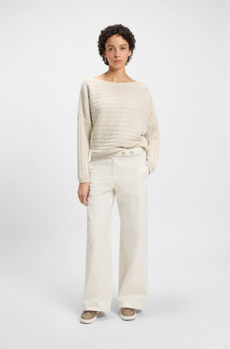 Cotton knitted jacket with mixed structures
