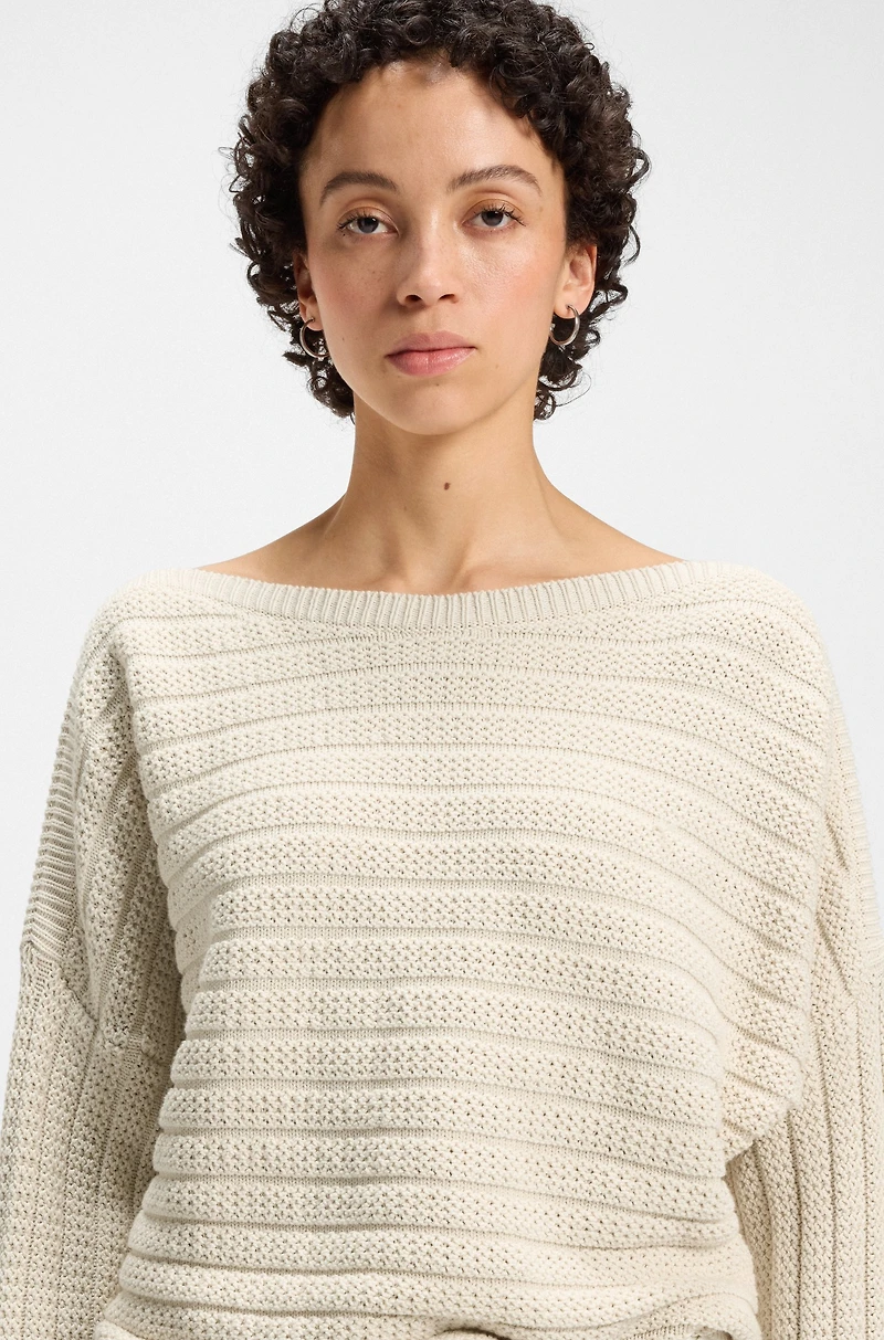 Cotton knitted jacket with mixed structures