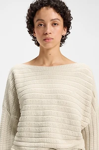 Cotton knitted jacket with mixed structures