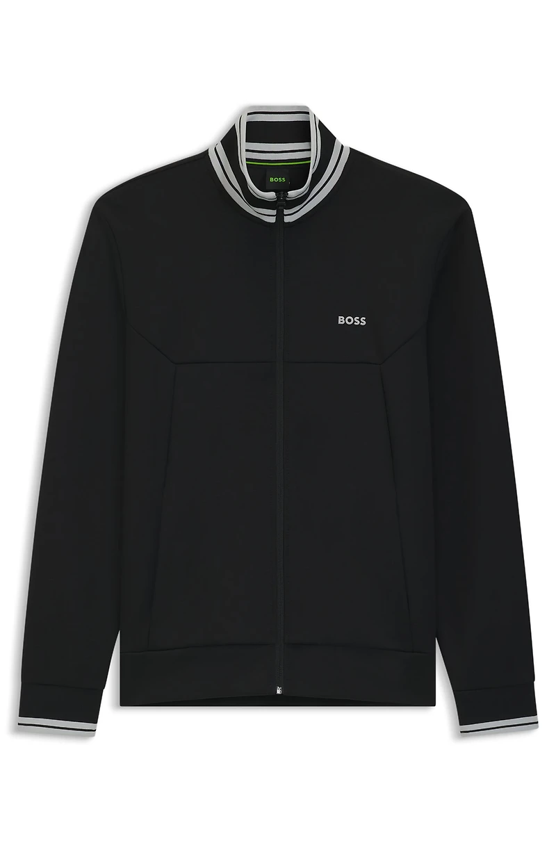 Zip-up sweatshirt with striped trims
