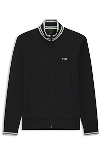 Zip-up sweatshirt with striped trims