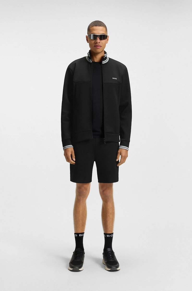 Zip-up sweatshirt with striped trims