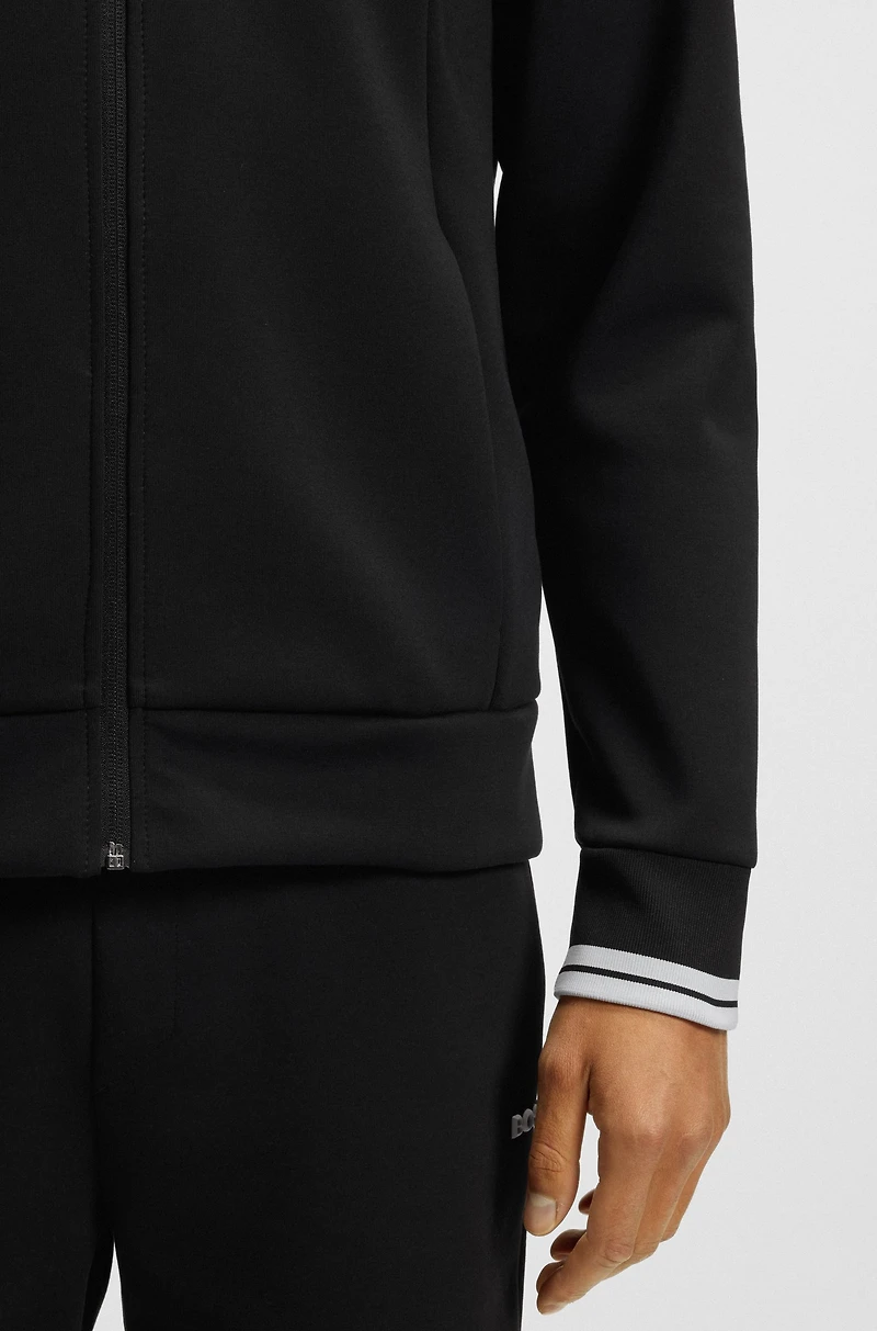Zip-up sweatshirt with striped trims