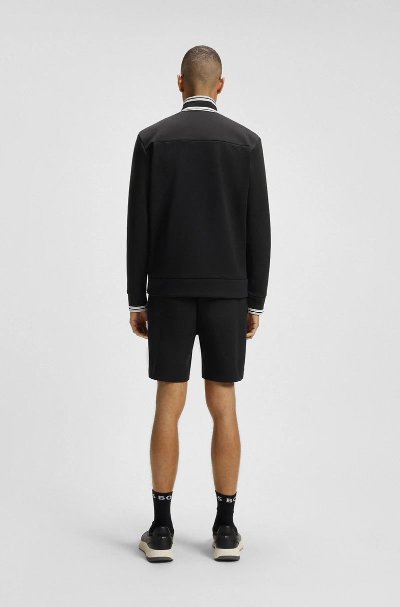 Zip-up sweatshirt with striped trims