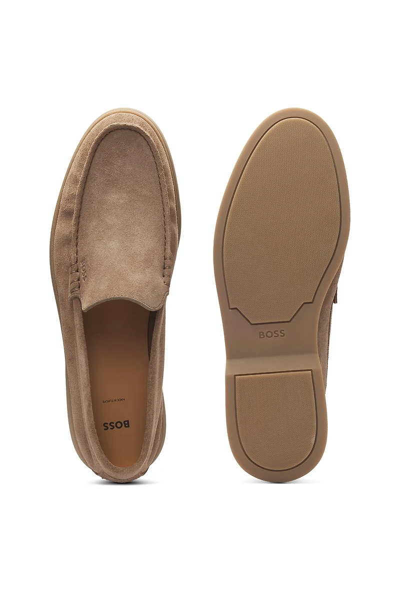 Suede loafers with contrast outsole