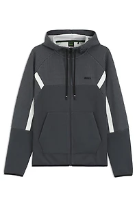 Regular-fit zip-up hoodie quilted jacquard