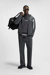 Regular-fit zip-up hoodie quilted jacquard