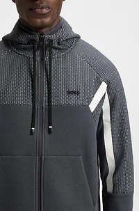 Regular-fit zip-up hoodie quilted jacquard