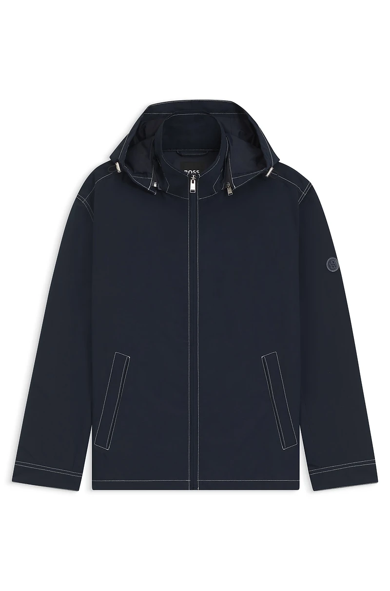 Packable hooded jacket water-repellent mixed fabrics