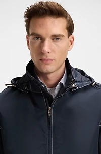 Packable hooded jacket water-repellent mixed fabrics