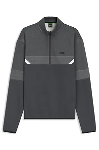 Relaxed-fit zip-neck sweatshirt with quilted jacquard