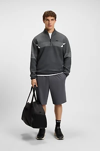 Relaxed-fit zip-neck sweatshirt with quilted jacquard