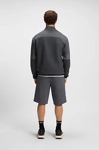 Relaxed-fit zip-neck sweatshirt with quilted jacquard