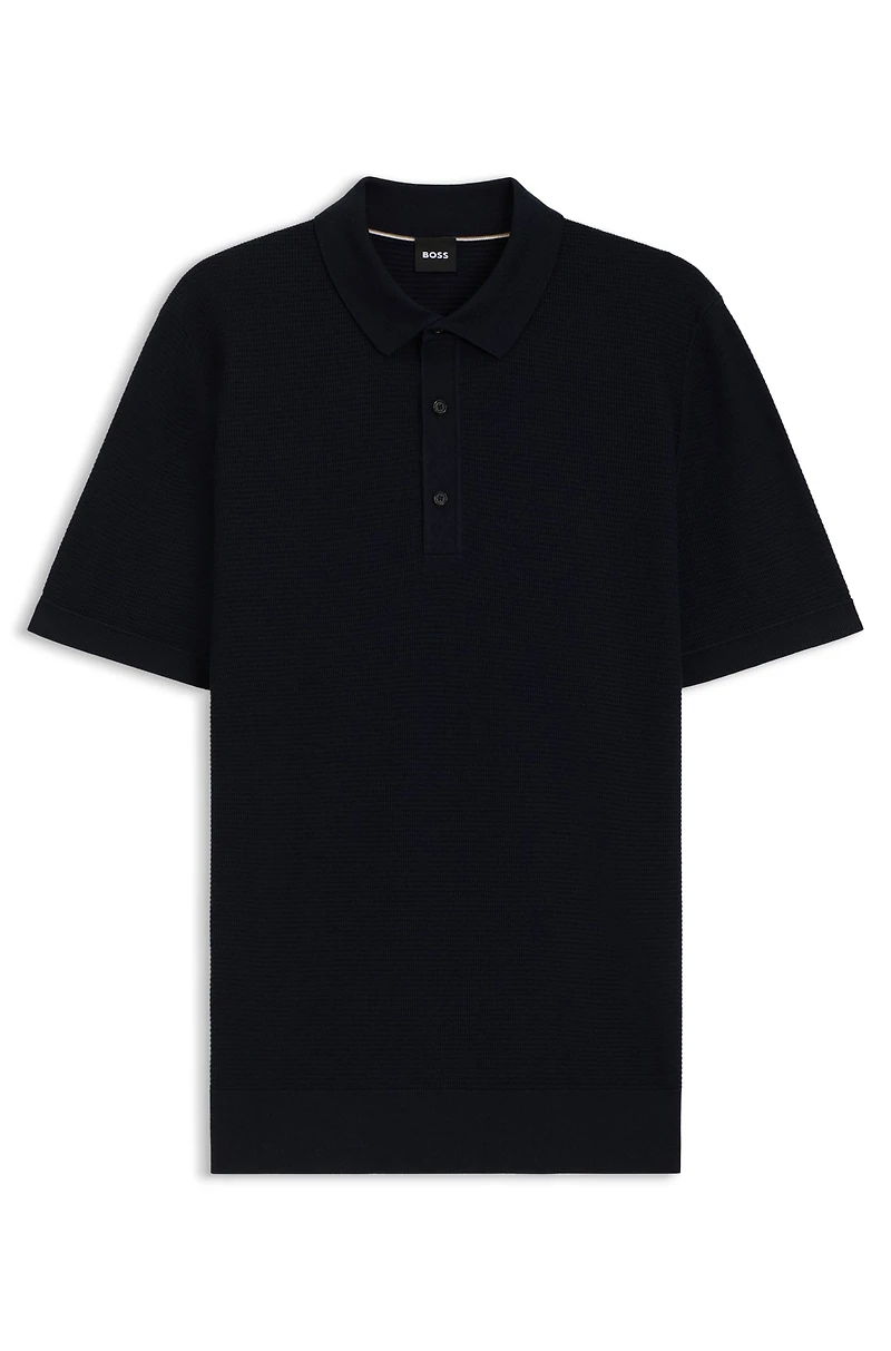 Regular-fit knit polo blended with cotton