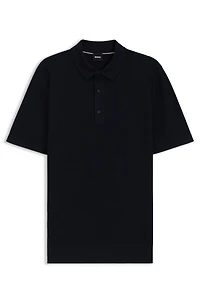 Regular-fit knit polo blended with cotton