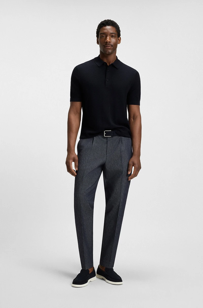 Regular-fit knit polo blended with cotton