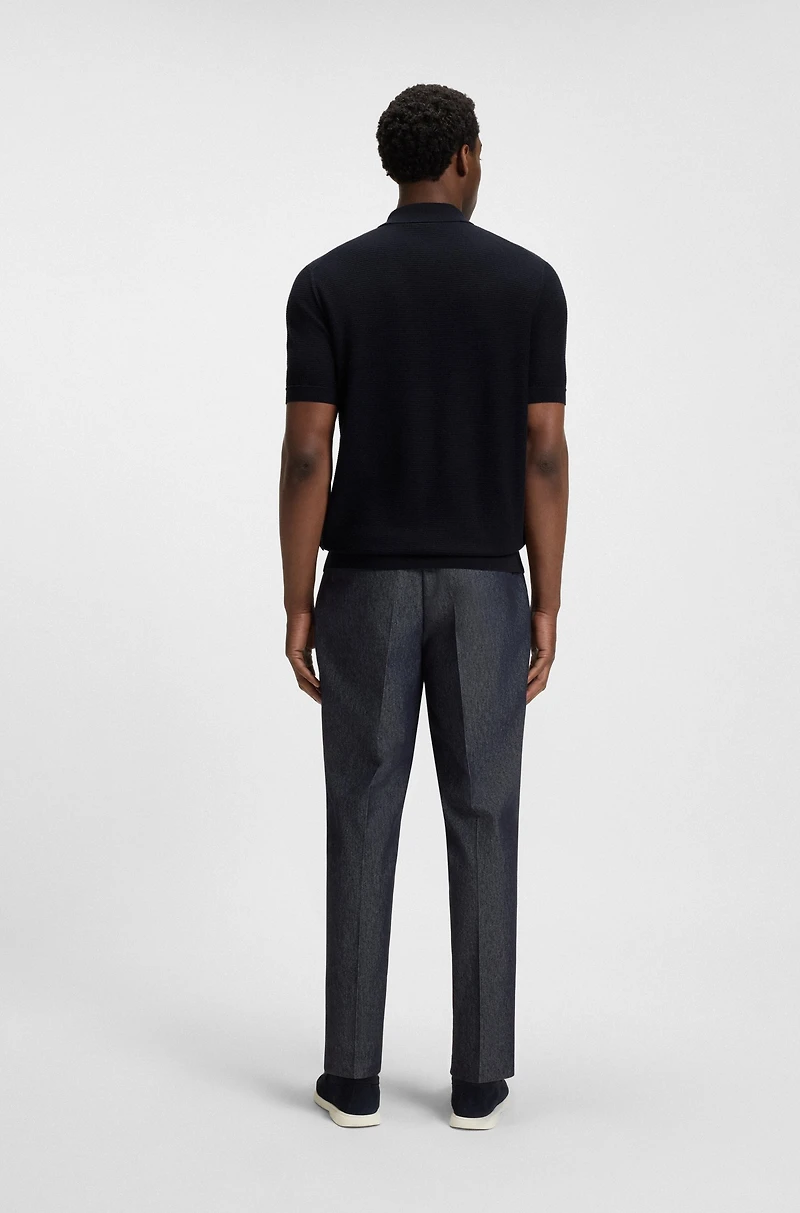 Regular-fit knit polo blended with cotton