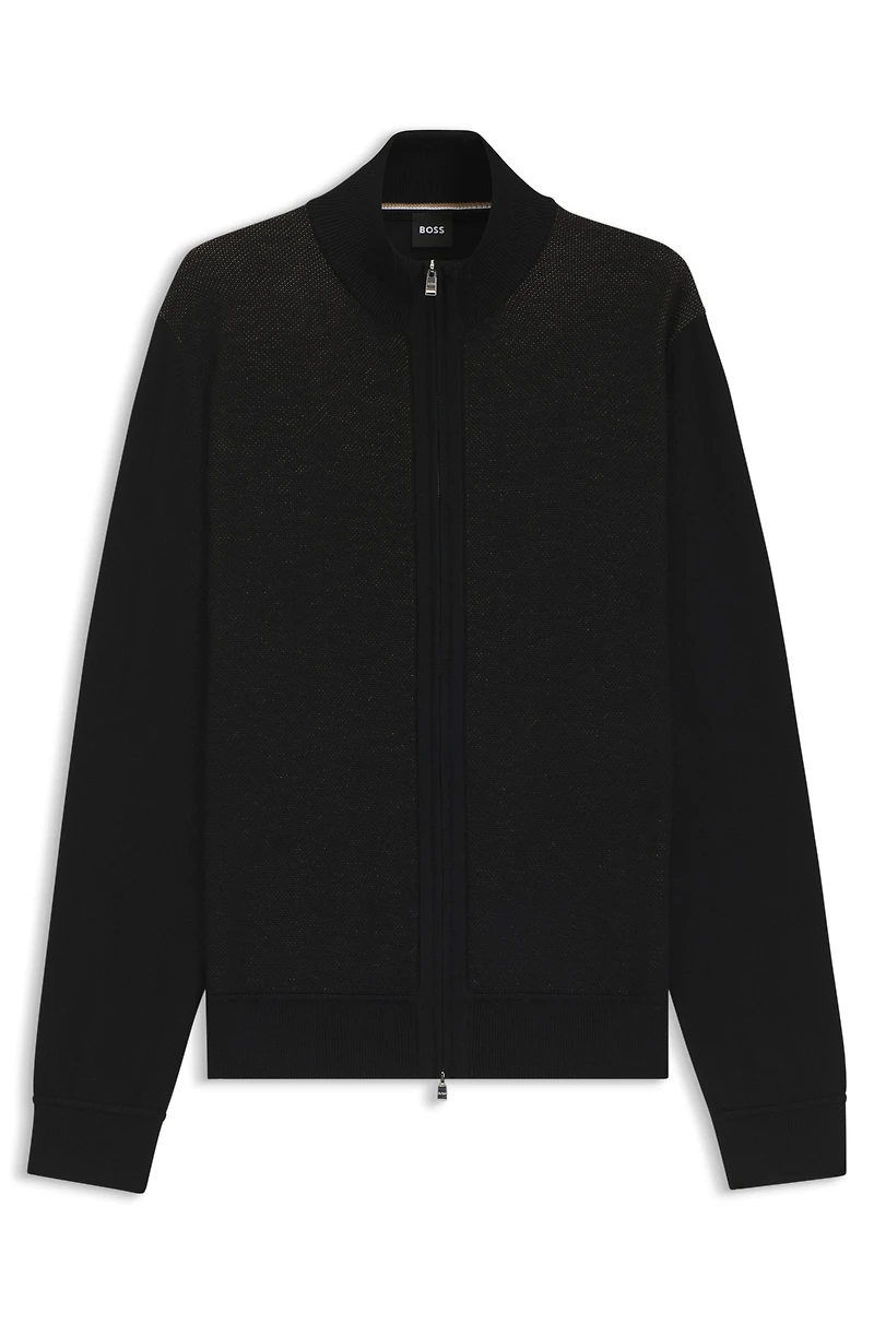Zip-up cardigan wool