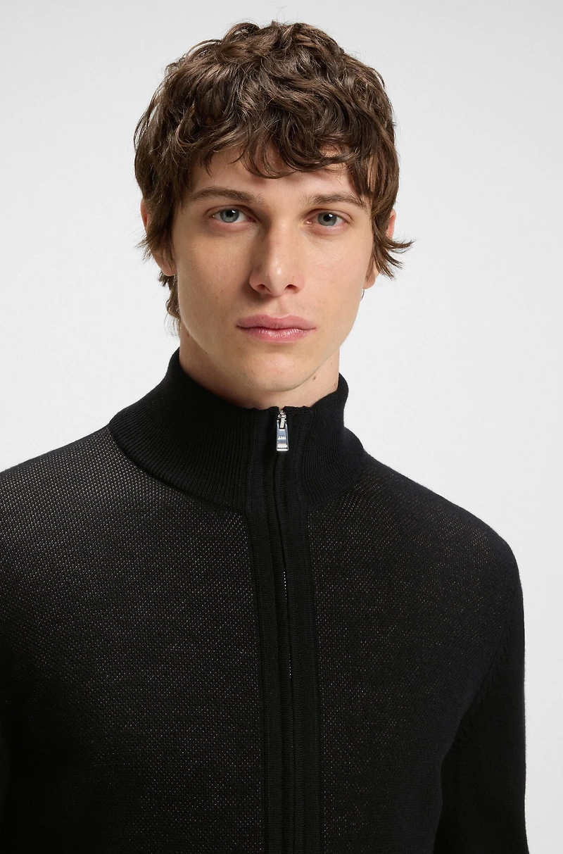 Zip-up cardigan wool