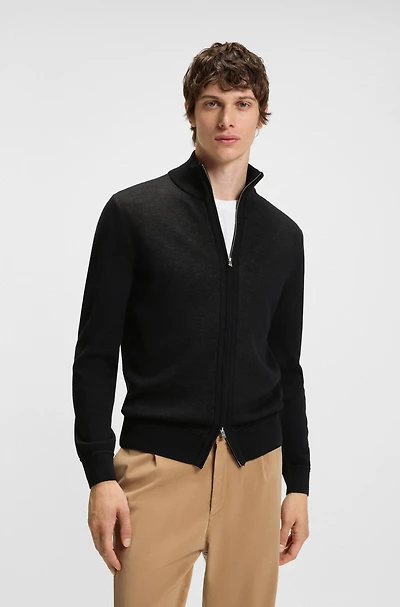Zip-up cardigan wool