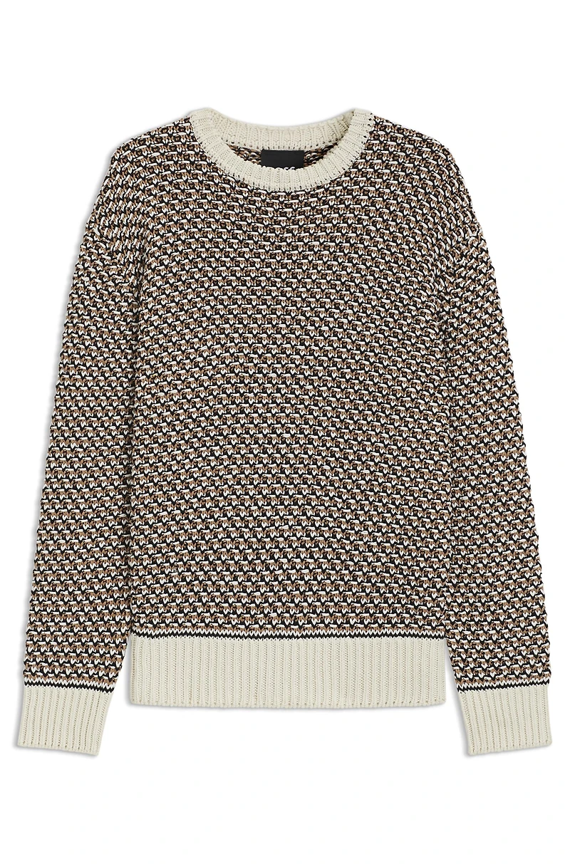 Cotton sweater with rich knitted structure