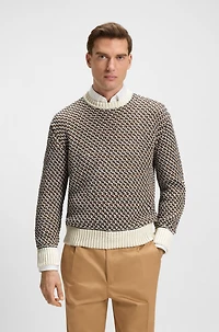Cotton sweater with rich knitted structure