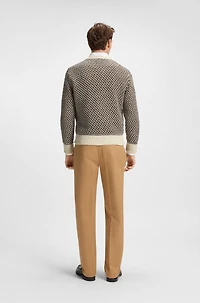 Cotton sweater with rich knitted structure