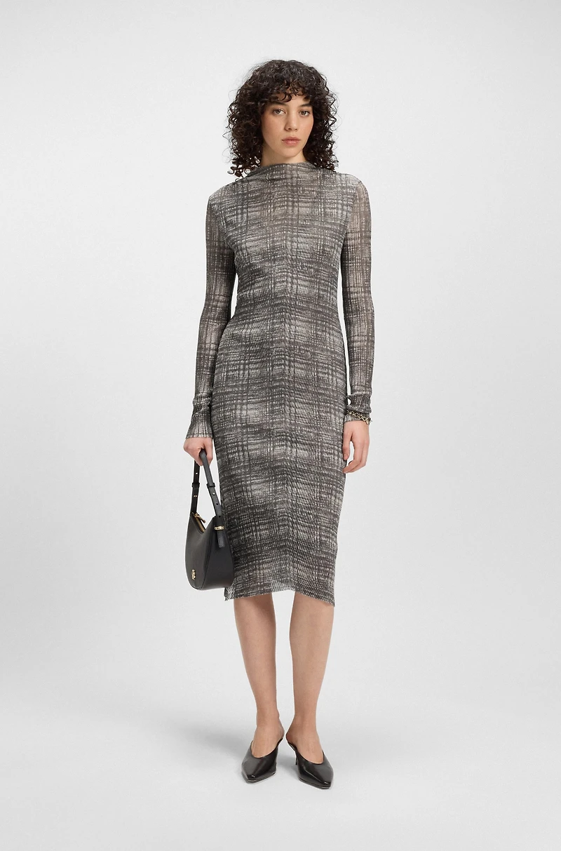 Plissé-tulle dress with modal lining