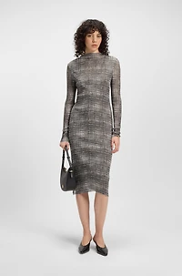 Plissé-tulle dress with modal lining