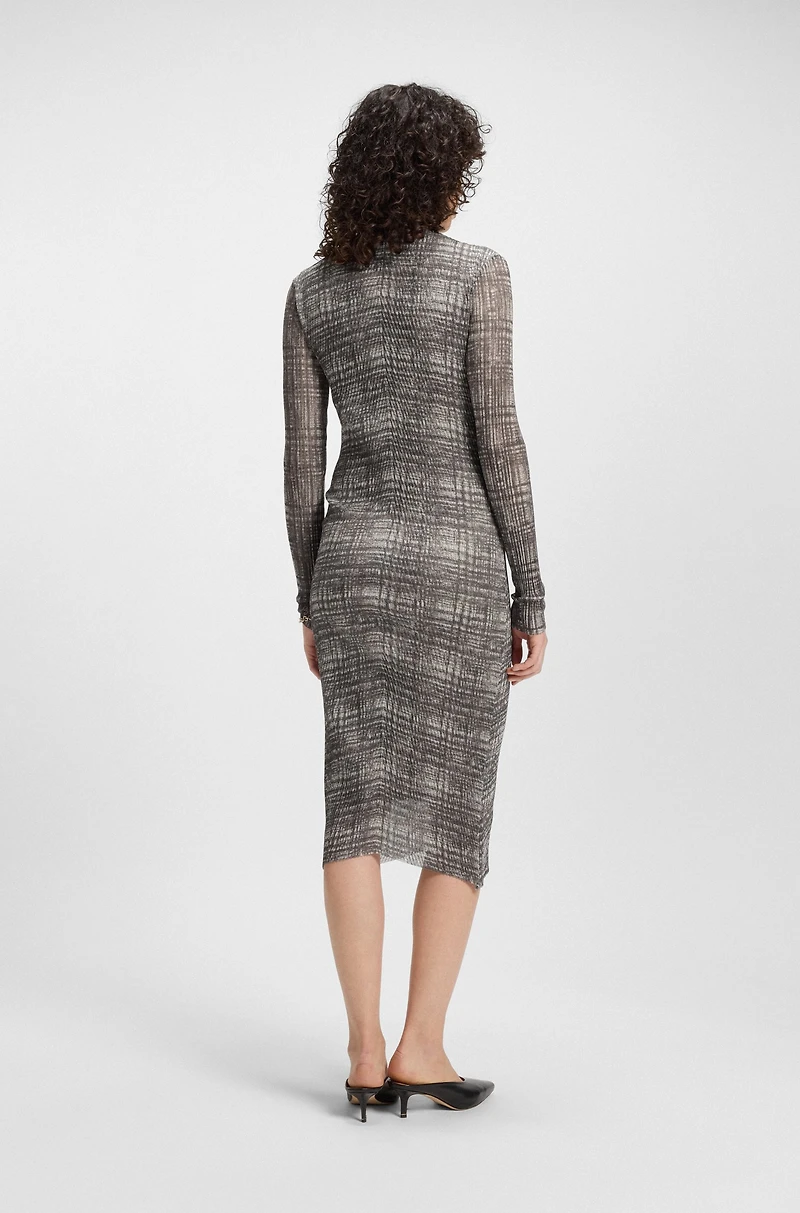 Plissé-tulle dress with modal lining
