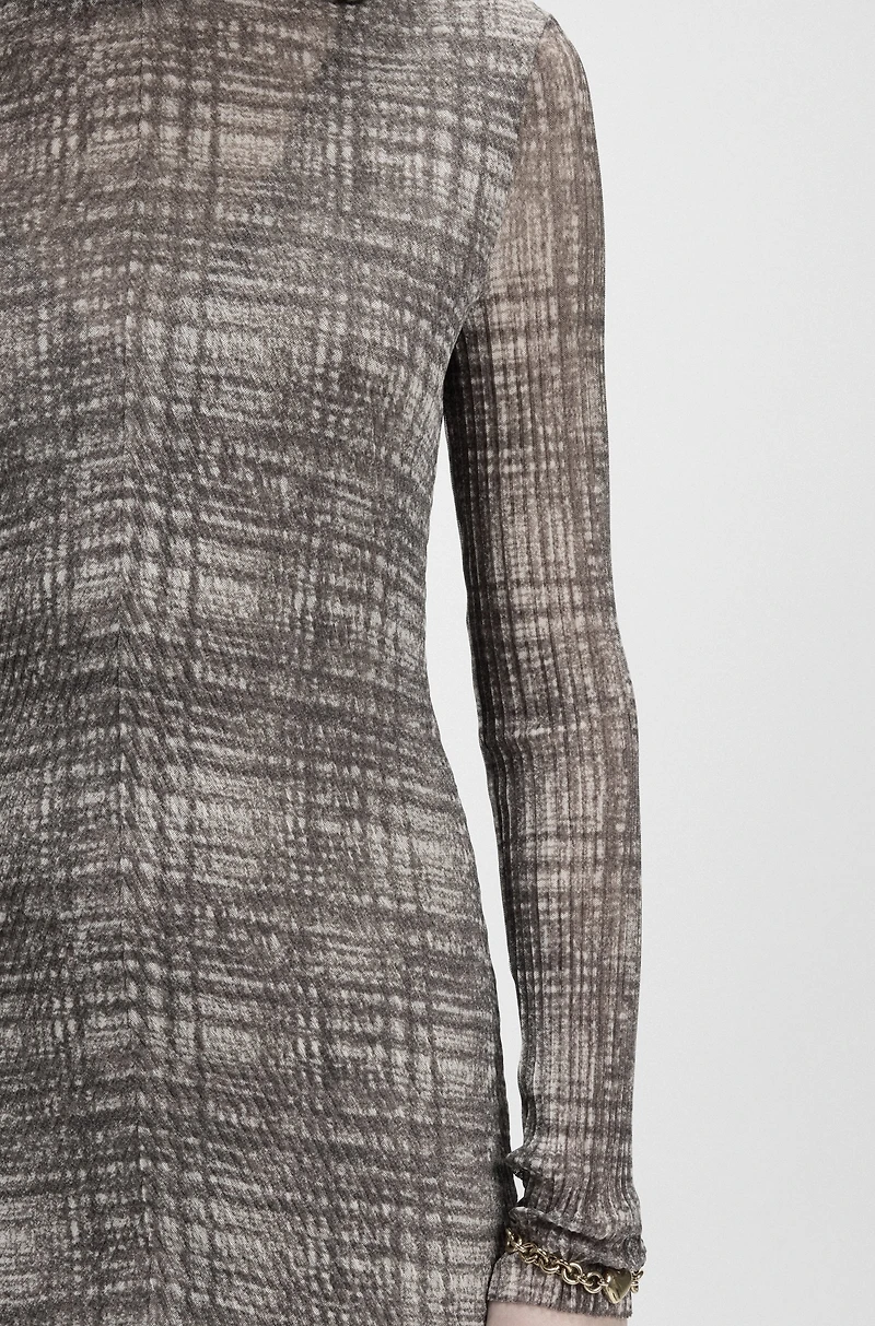 Plissé-tulle dress with modal lining