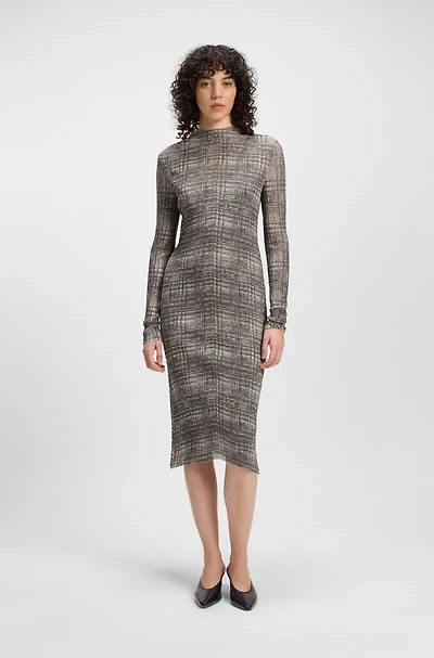 Plissé-tulle dress with modal lining