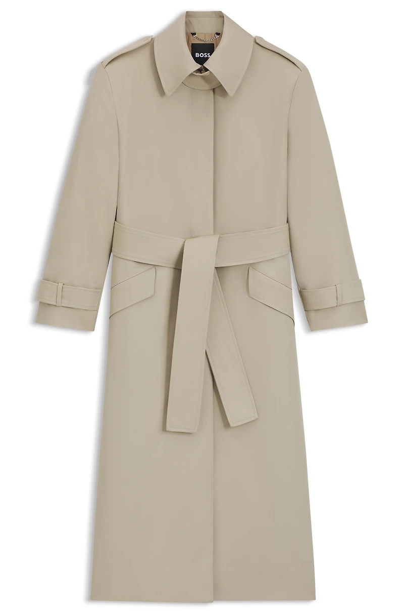 Belted trench coat wool