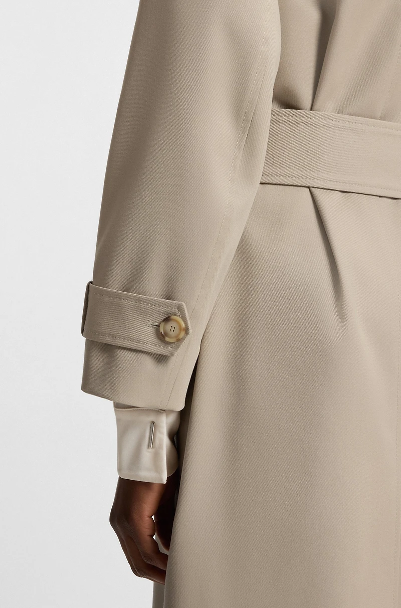 Belted trench coat wool