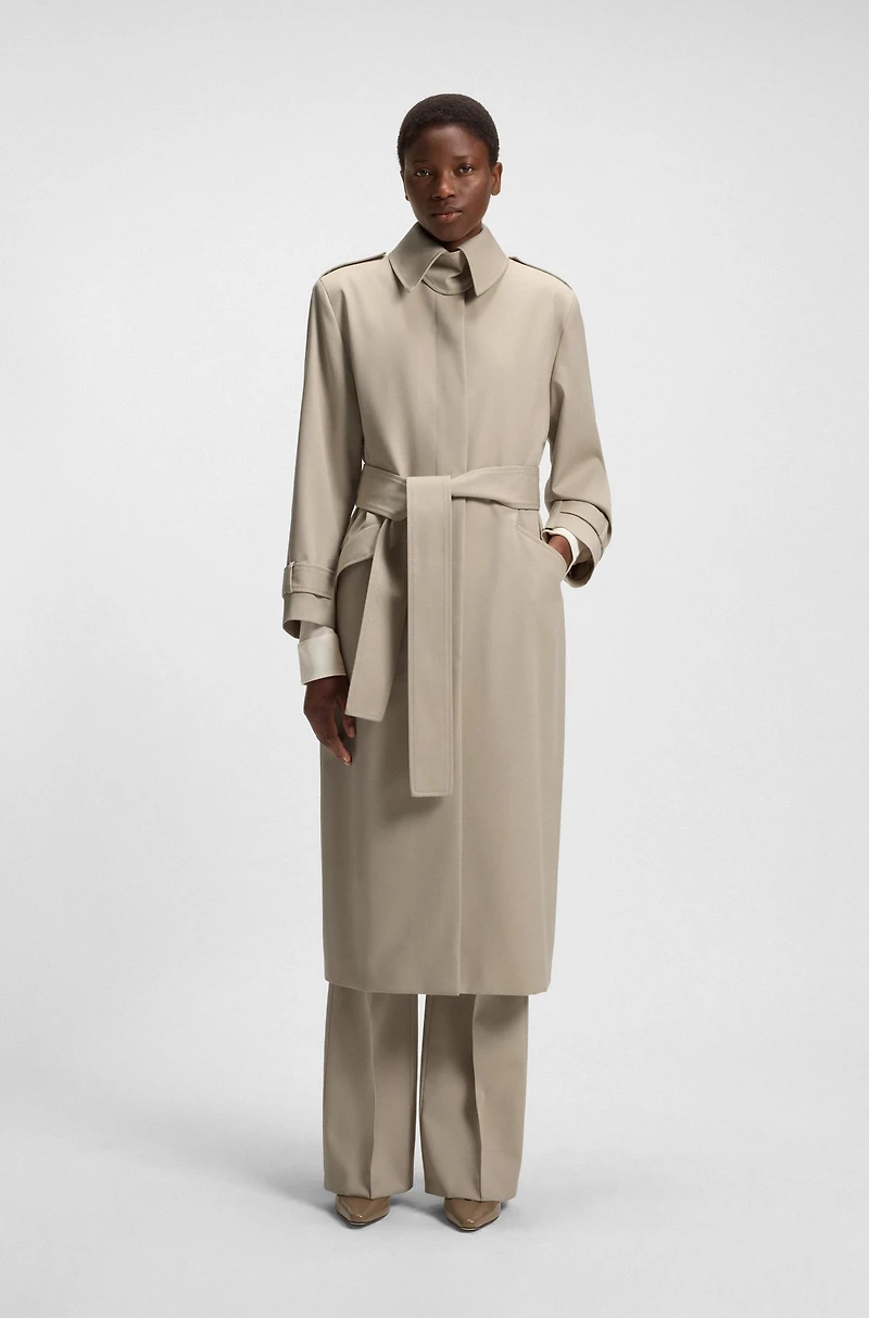 Belted trench coat wool