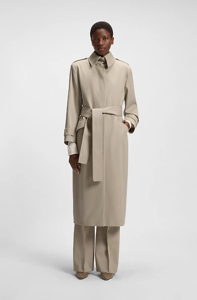 Belted trench coat wool