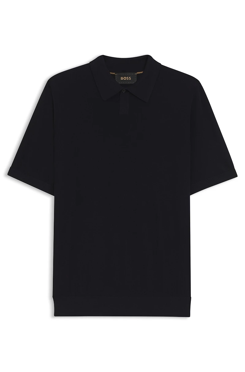 Knit polo merino wool with natural stretch