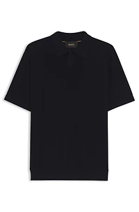Knit polo merino wool with natural stretch