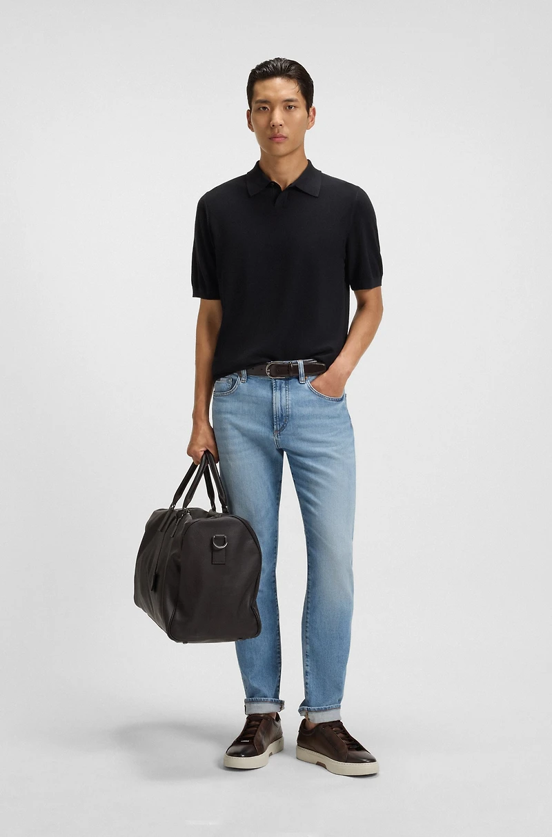 Knit polo merino wool with natural stretch