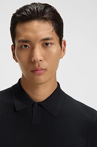 Knit polo merino wool with natural stretch