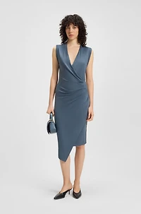 Wrap-front dress with gathered details