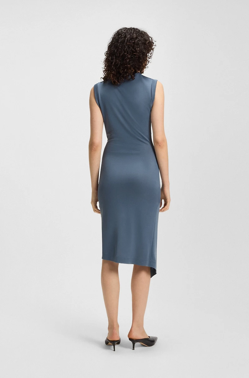 Wrap-front dress with gathered details