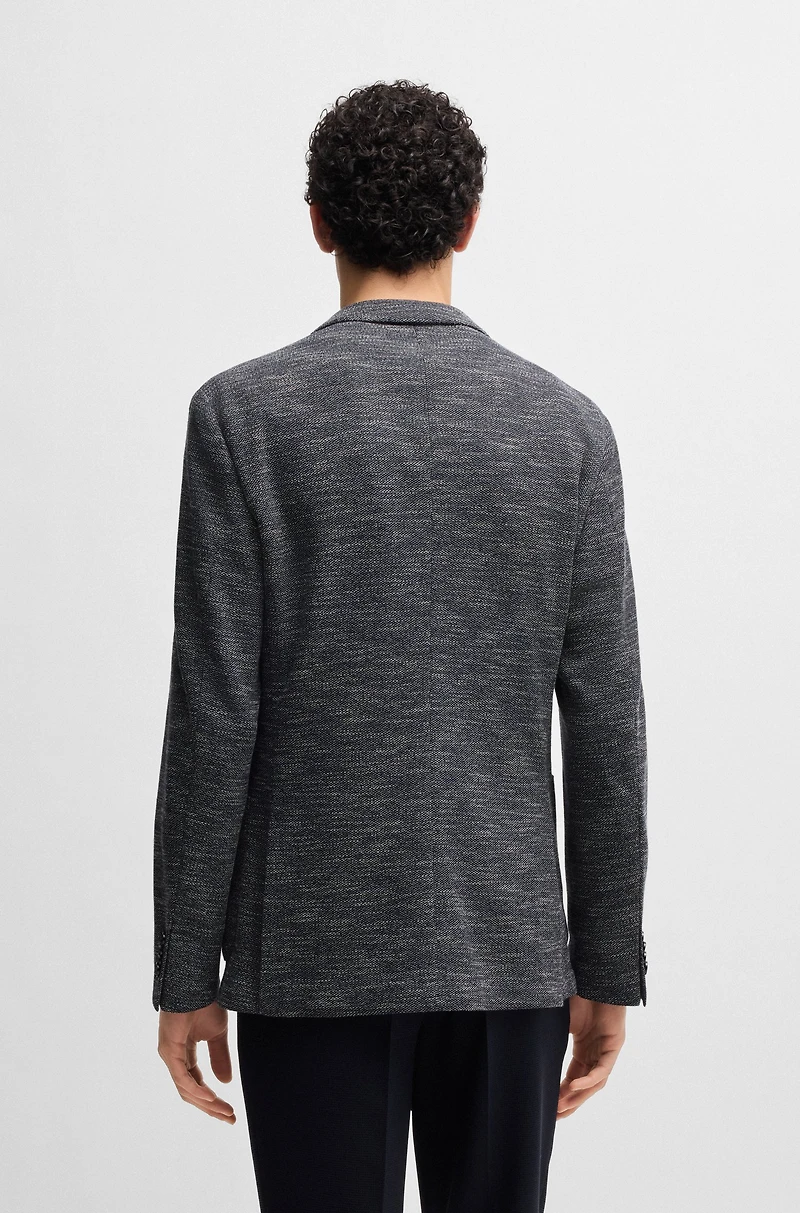 Slim-fit suit jacket micro-patterned stretch fabric