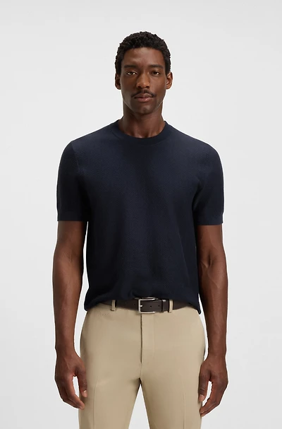Regular-fit sweater cotton and silk