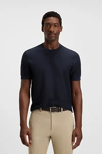 Regular-fit sweater cotton and silk