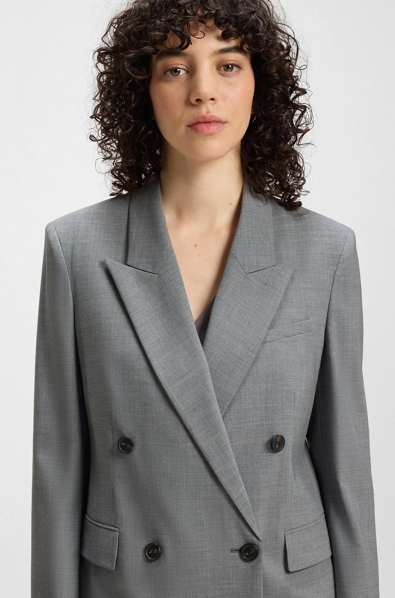 Double-breasted coat a melange wool