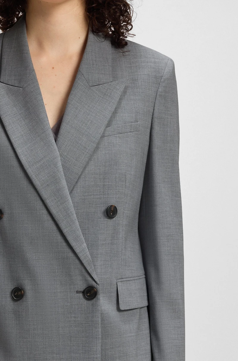 Double-breasted coat a melange wool