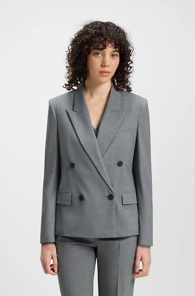Double-breasted coat a melange wool