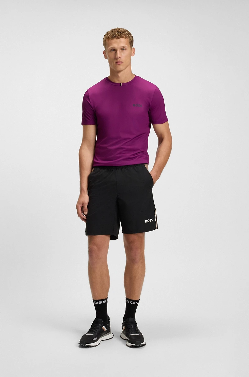 Slim-fit T-shirt stretch piqué with odor control