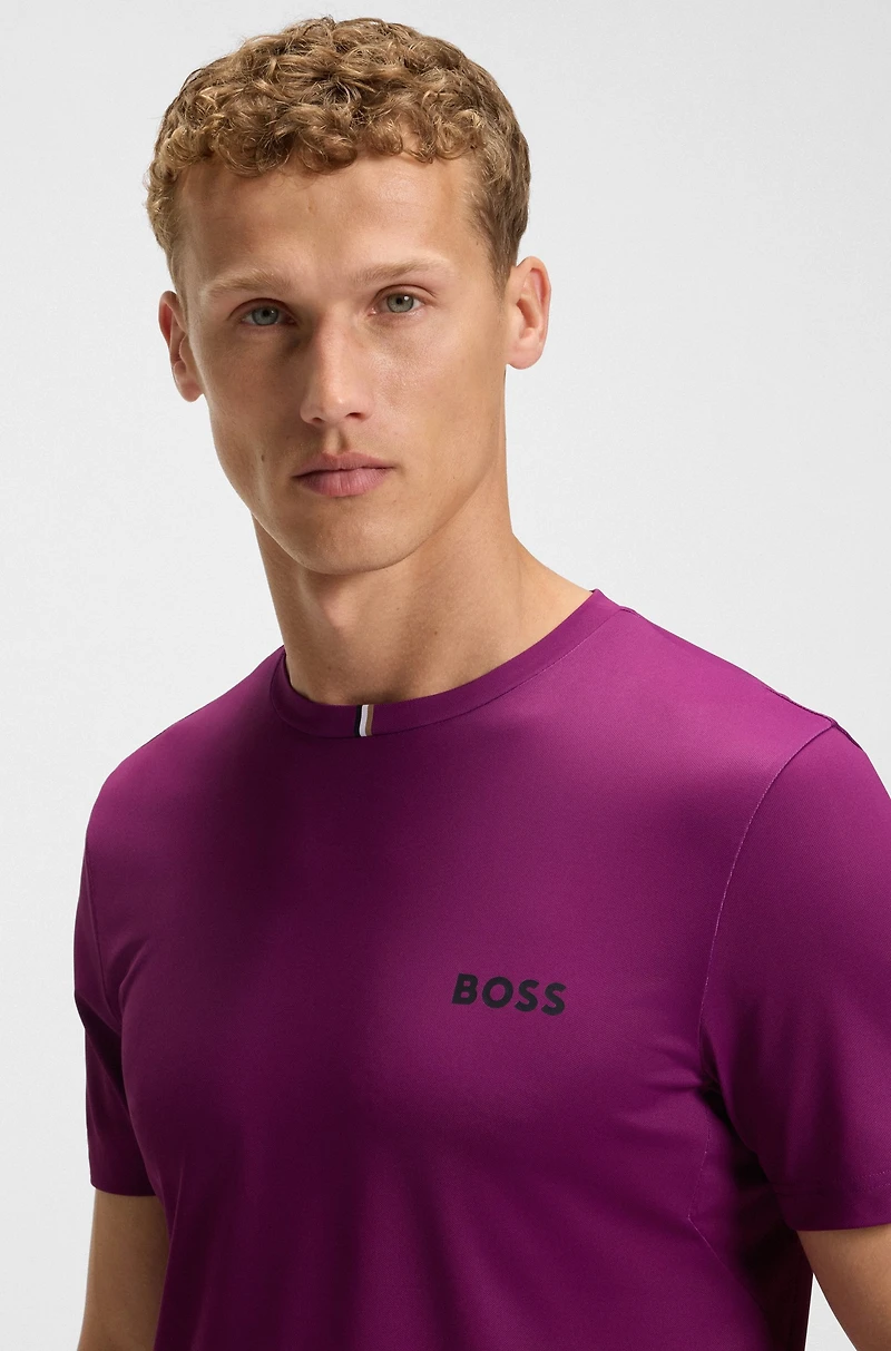 Slim-fit T-shirt stretch piqué with odor control